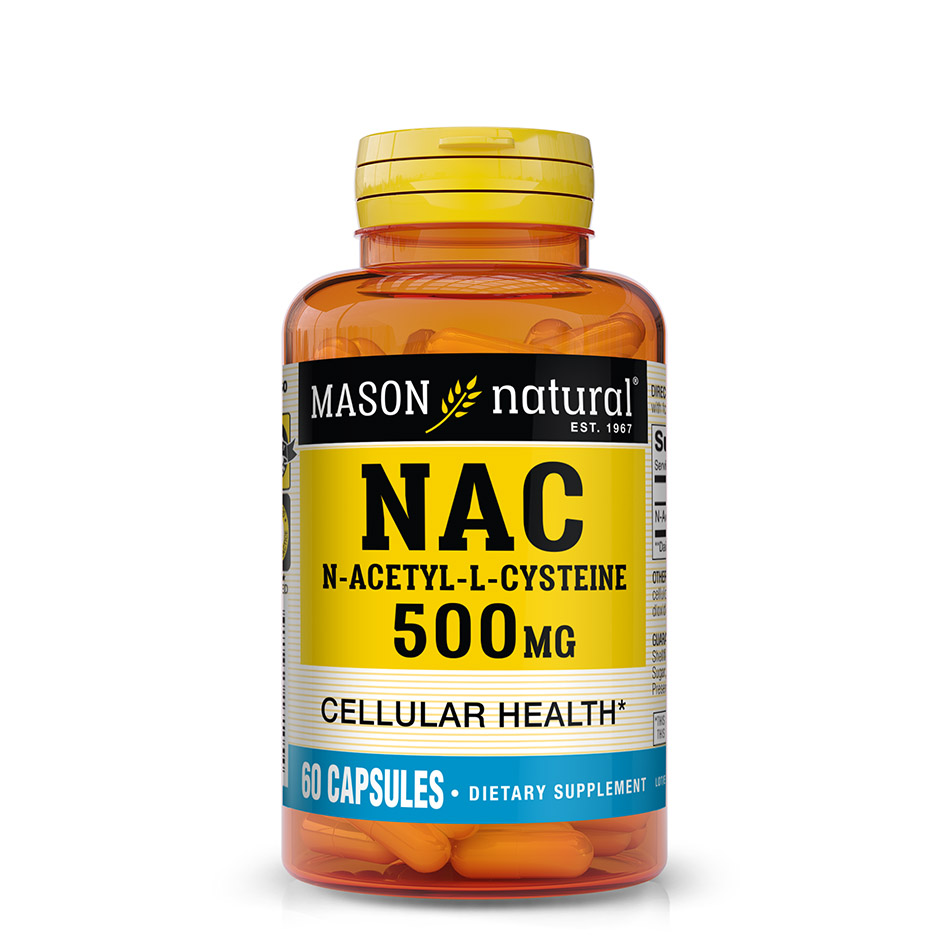 1710-60FRONT.jpg N-Acetyl-L-Cysteine (NAC) 60 caps (Mason) - Image 1