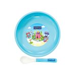 OPTIMAL Non-Slip Feeding plate With Silicone Tip Spoon (4m+) Blue