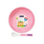 OPTIMAL Non-Slip Feeding plate With Silicone Tip Spoon (4m+) Pink