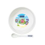 OPTIMAL Non-Slip Feeding plate With Silicone Tip Spoon (4m+) White