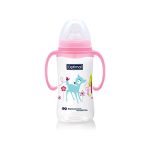 OPTIMAL Wide Neck Feeding Bottle With Handle 300ml Pink