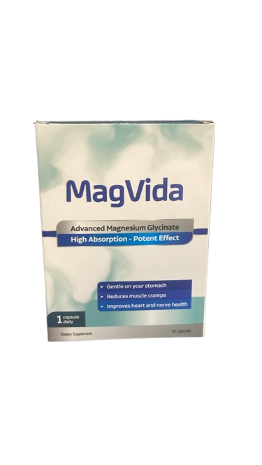 MagVida 30 Capsules  Advanced Magnesium Glycinate for Muscle, Heart & Nerve Health