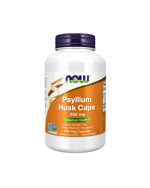 PsylliumHuskCaps200Vegcap.png NOW Psyllium Husk 500 Mg 200 Capsules - Image 1